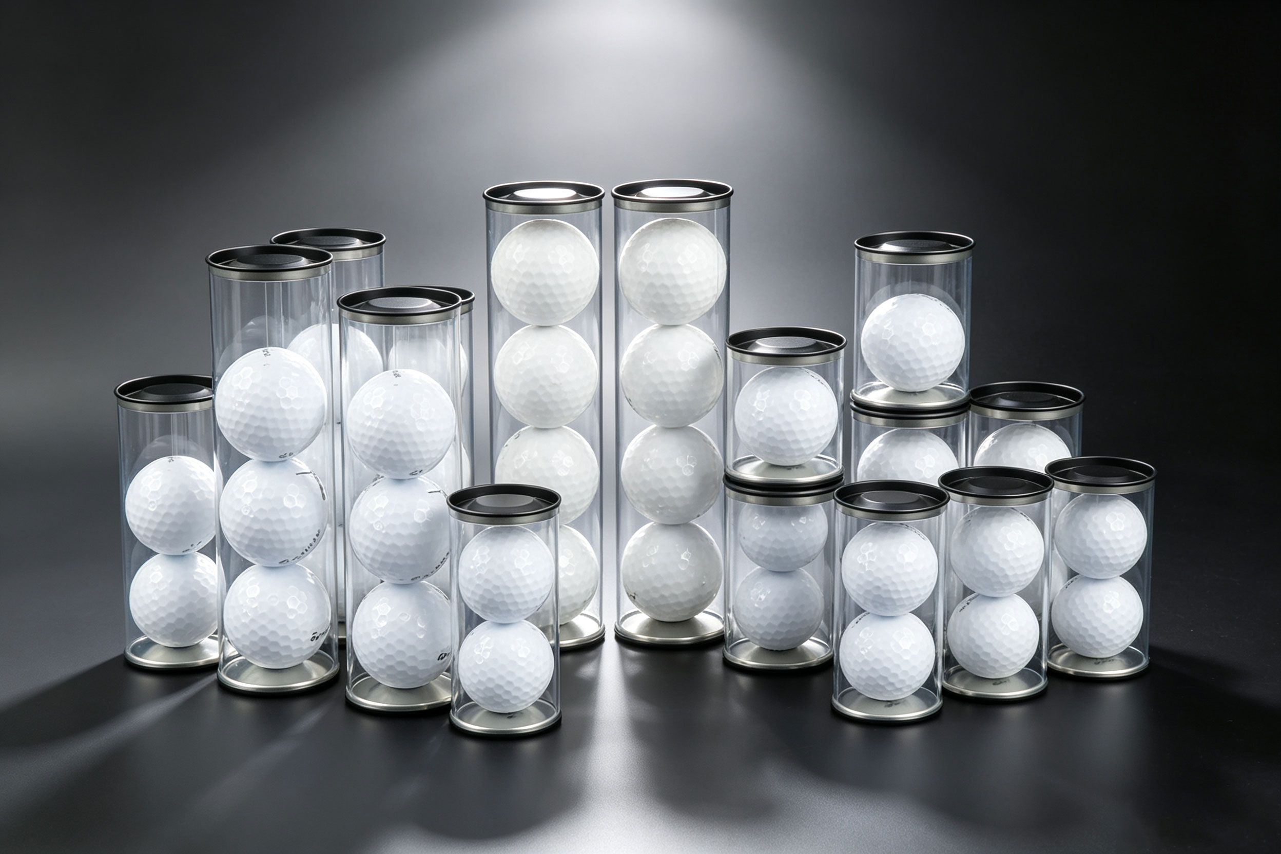 clear tube with tin lid for golfballs