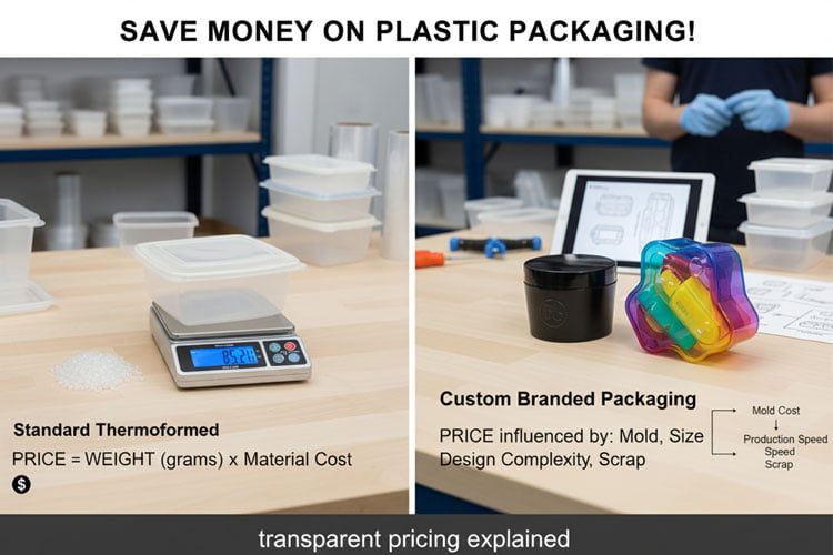 Price calculation based on weight vs size Standard vs Custom Plastic Food Containers
