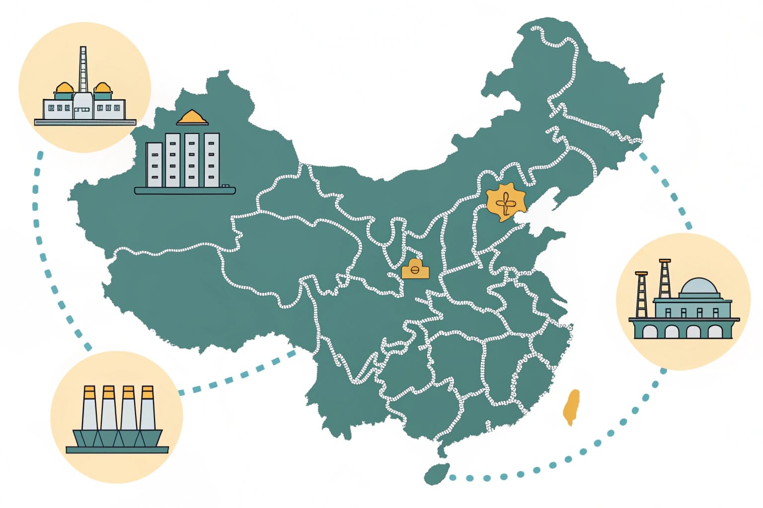 Key Manufacturing Hubs in China Map of China highlighting Guangdong and Zhejiang provinces