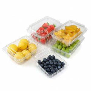 Clear Plastic Fresh Fruit Punnet Clamshell Container for Strawberries Blueberries Cherries Tomatoes