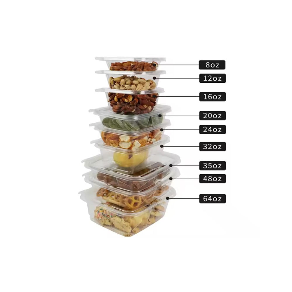 8/12/16/20/24/32/35/48/64oz Tamper Resistant Clear Hinged Container