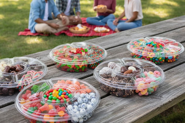 Combo round platter container with lid