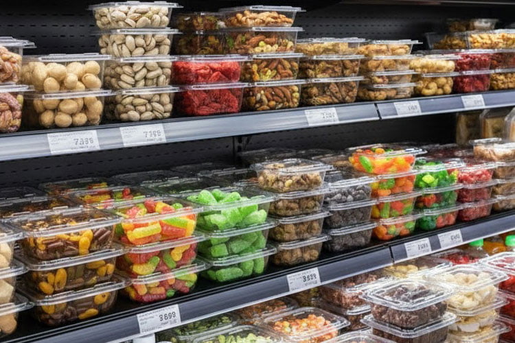 clear hinged food container